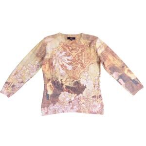 Fairy Cottagecore Romantic Floral Y2K V-neck Sweater Top Women's Size M